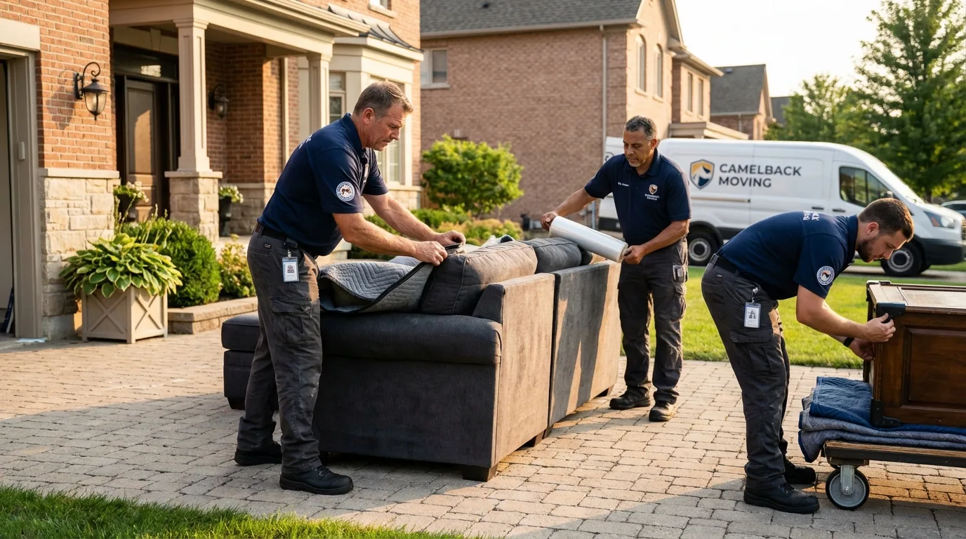 Large estate moving crew wrapping furniture in Clarendon, AR